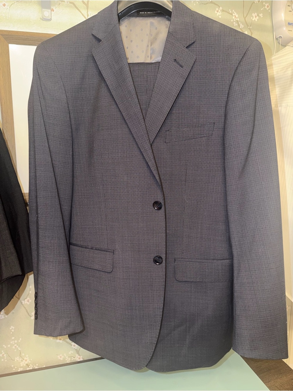 Perry Ellis Wool Slim Fit Blue Textured Blazer